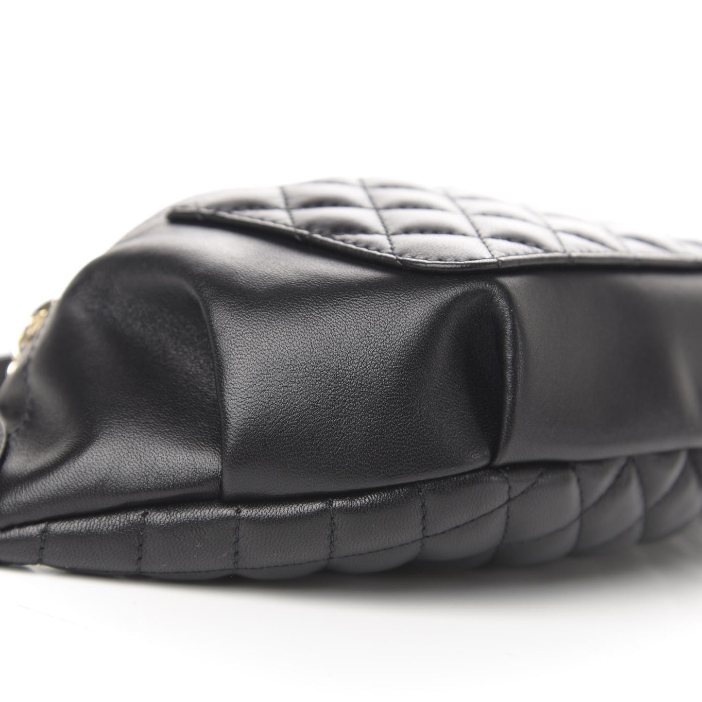 Lambskin Quilted Waist Bag Fanny Pack Black