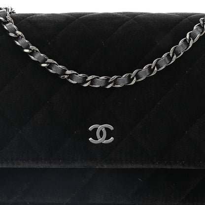 Chanel Velvet Quilted Wallet On Chain WOC Black 8 of 11