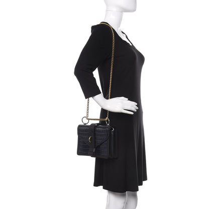 Chloe Calfskin Crocodile Embossed Aby Chain Shoulder Bag Full Blue 2 of 9