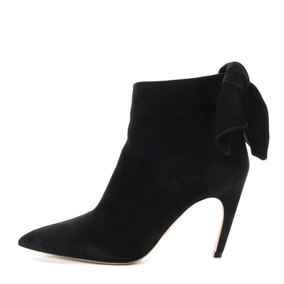 Christian Dior Suede La Belle D Bow Ankle Boots 38 Black 1 of 10
