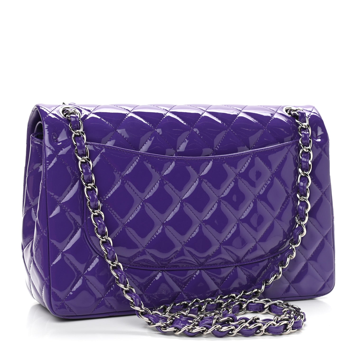 Chanel Patent Calfskin Quilted Jumbo Double Flap Purple 3 of 10