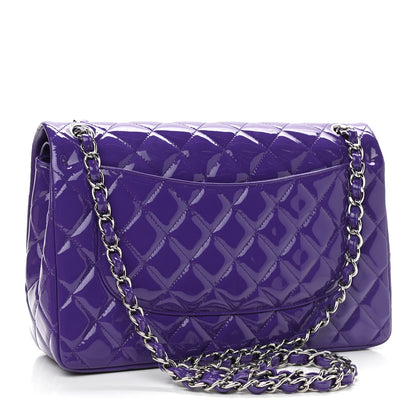 Chanel Patent Calfskin Quilted Jumbo Double Flap Purple 3 of 10