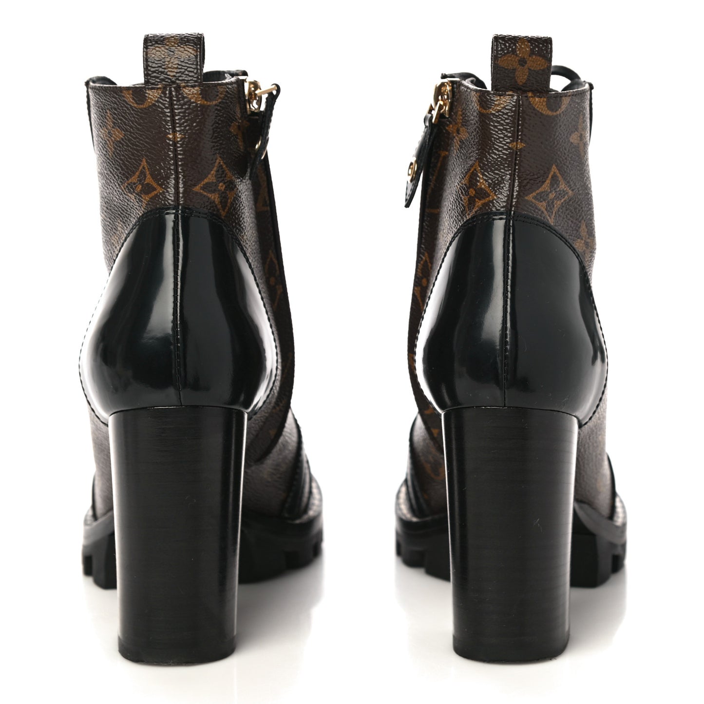 Patent Calfskin Monogram Star Trail Ankle Boots 37 Black