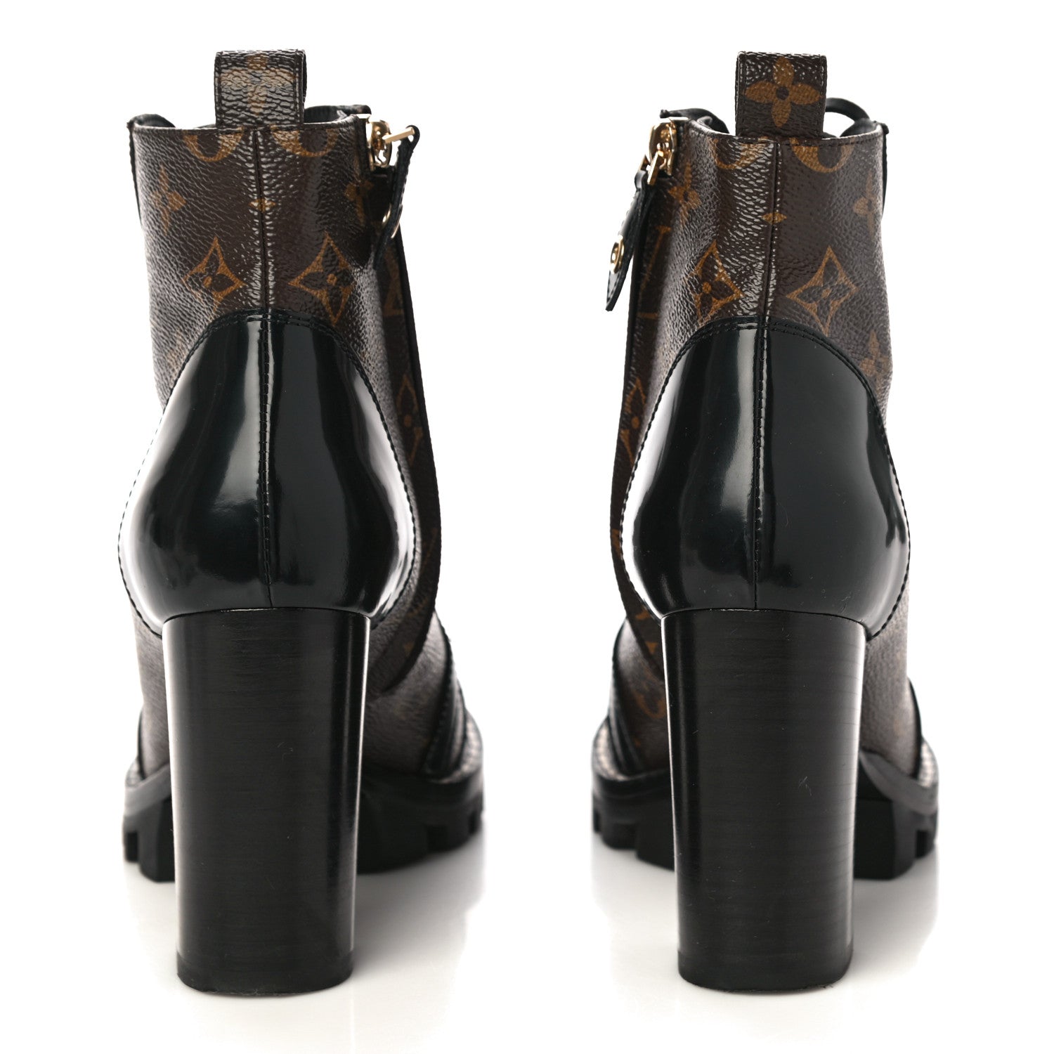 Louis Vuitton Patent Calfskin Monogram Star Trail Ankle Boots 37 Black 6 of 11