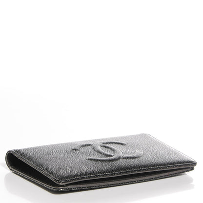 Chanel Caviar Yen Wallet Dark Silver 4 of 9