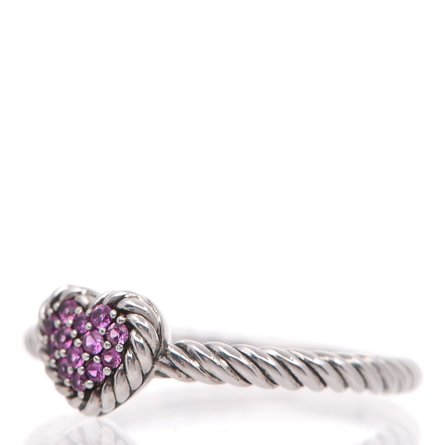 Sterling Silver Pink Sapphire Petite Pave Heart Ring 57 8