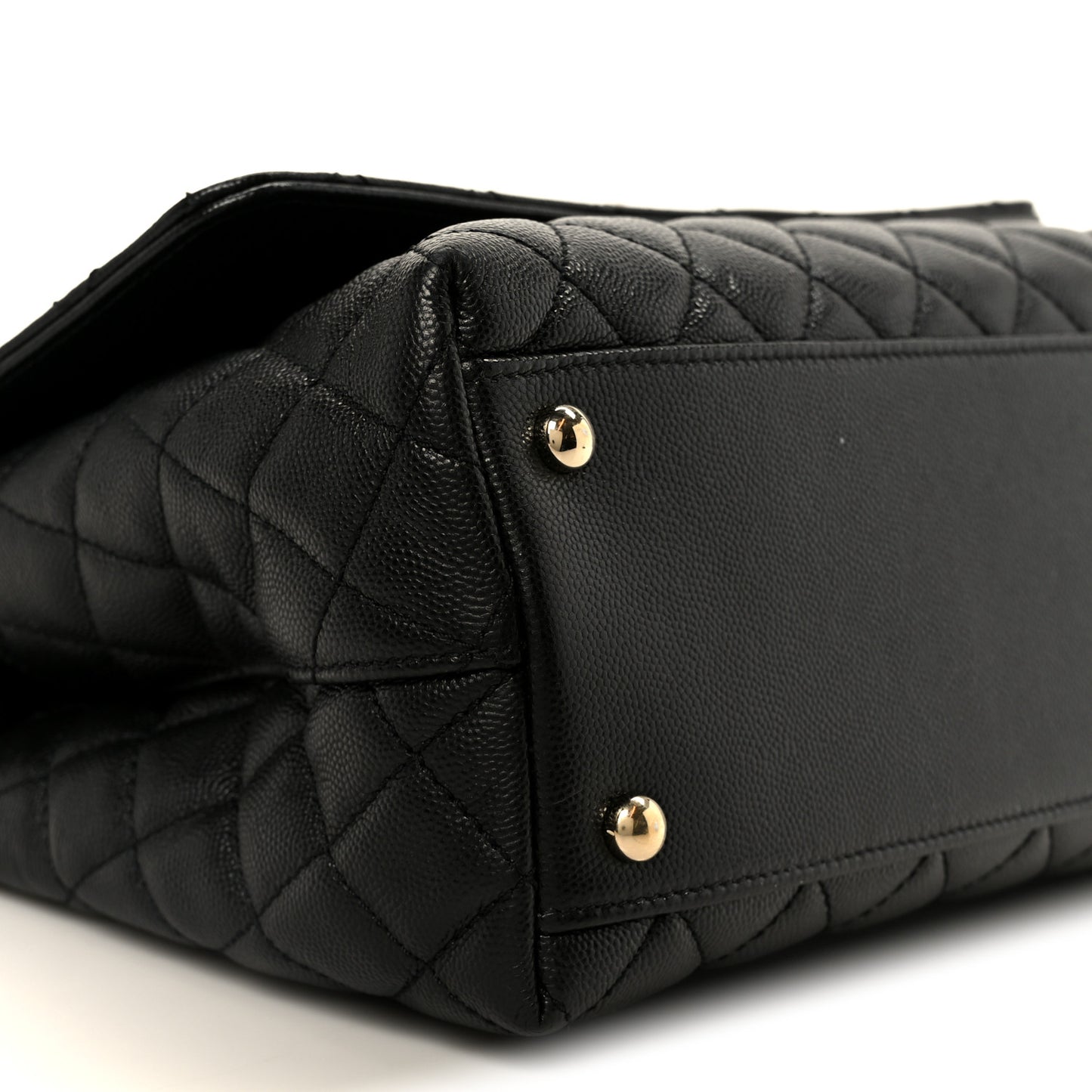 Caviar Quilted Small Coco Handle Flap Black