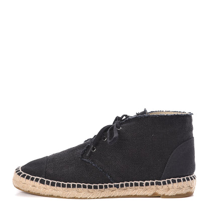 Chanel Canvas Lace Up Espadrilles 39 Black 1 of 13