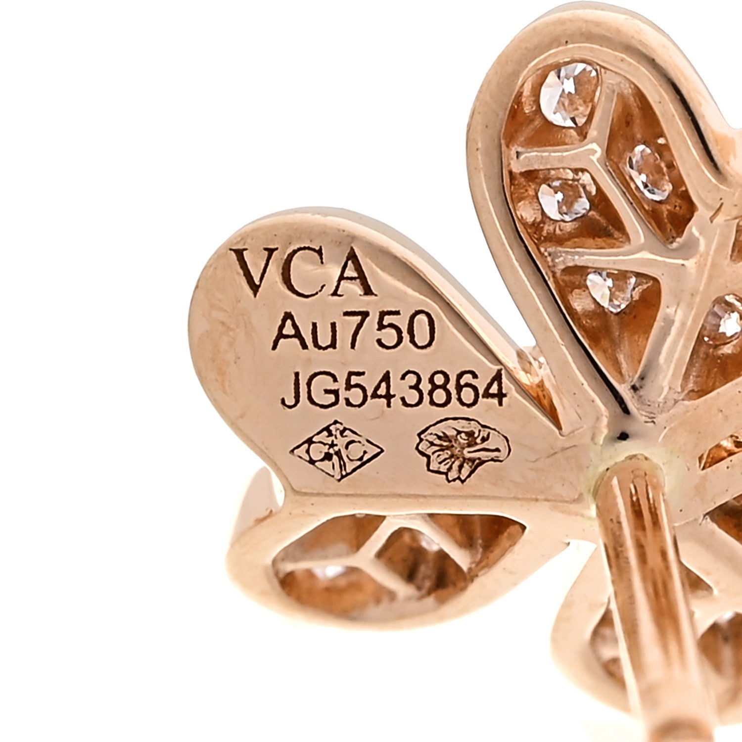 Van Cleef & Arpels 18K Rose Gold Diamond Mini Frivole Pave Earrings 4 of 5