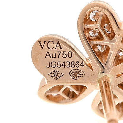 Van Cleef & Arpels 18K Rose Gold Diamond Mini Frivole Pave Earrings 4 of 5