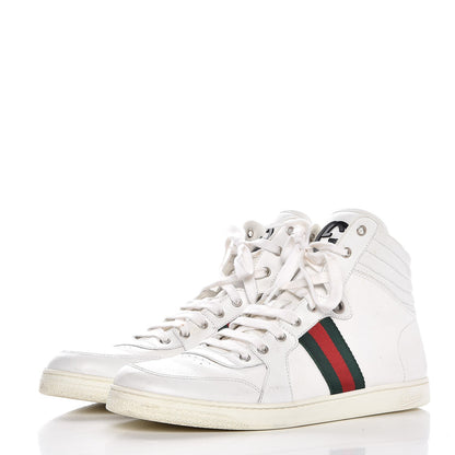 Gucci Calfskin Web Mens Coda High Top Sneakers 11.5 White 3 of 13