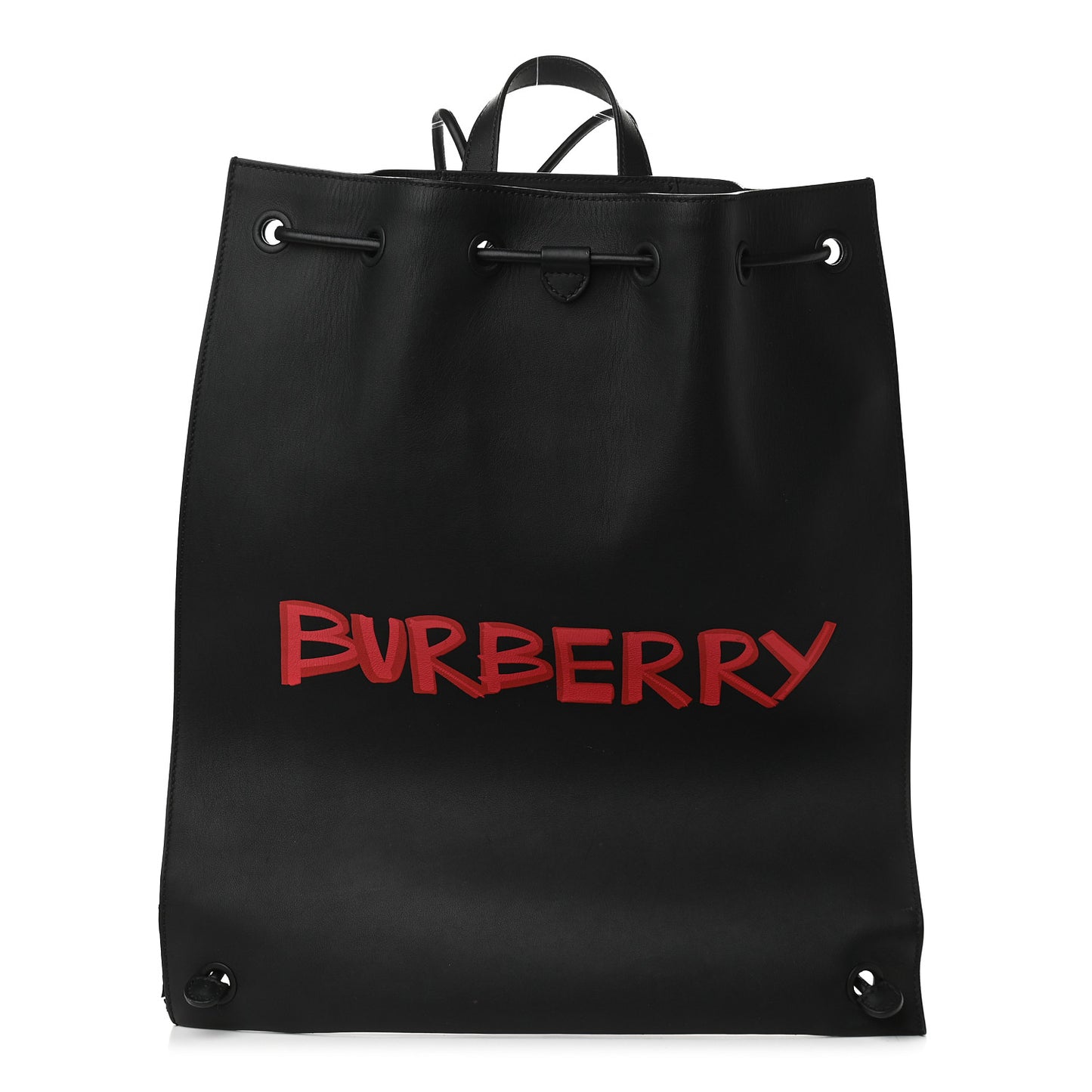 Soft Calfskin Graffiti Drawstring Backpack Black