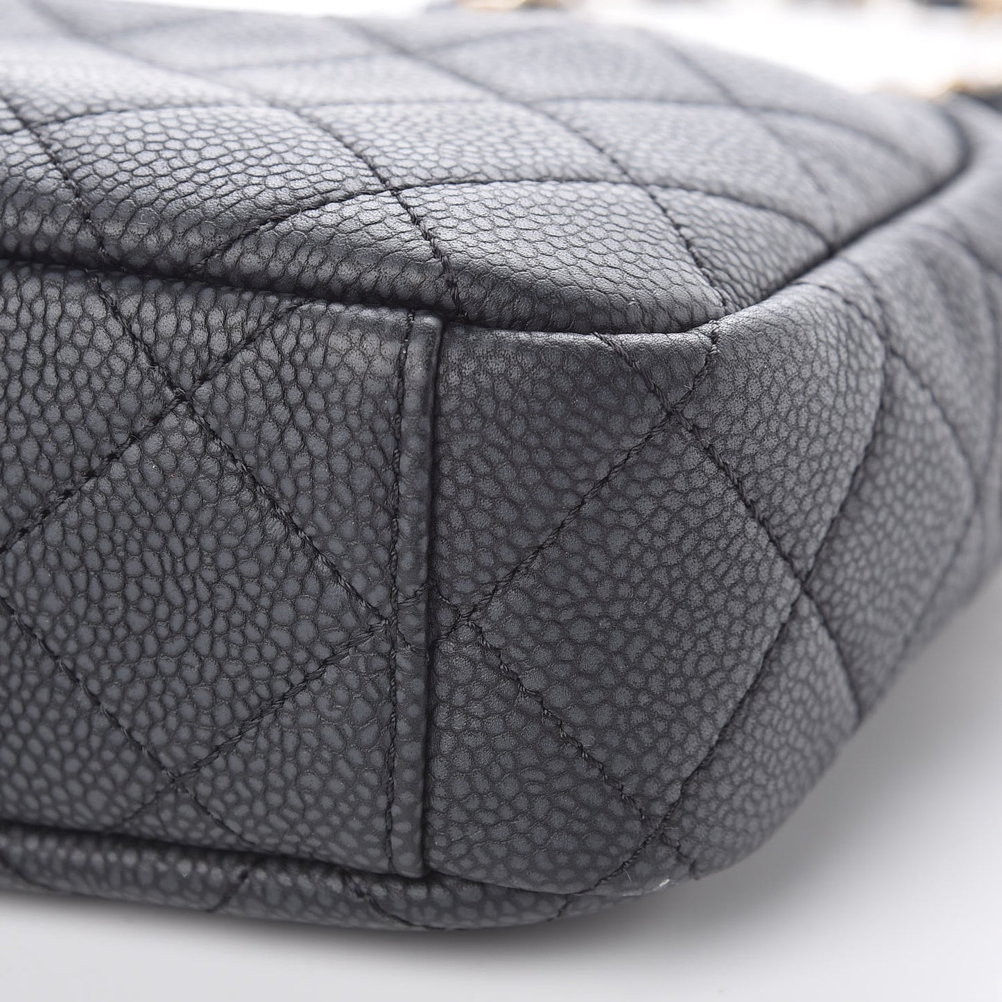 Iridescent Caviar Quilted Small Coco Tassel Camera Case Black