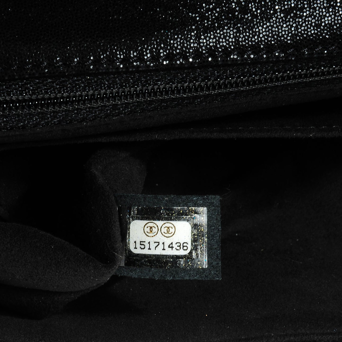 Sequin Goatskin Crystal CC Mini Flap Black