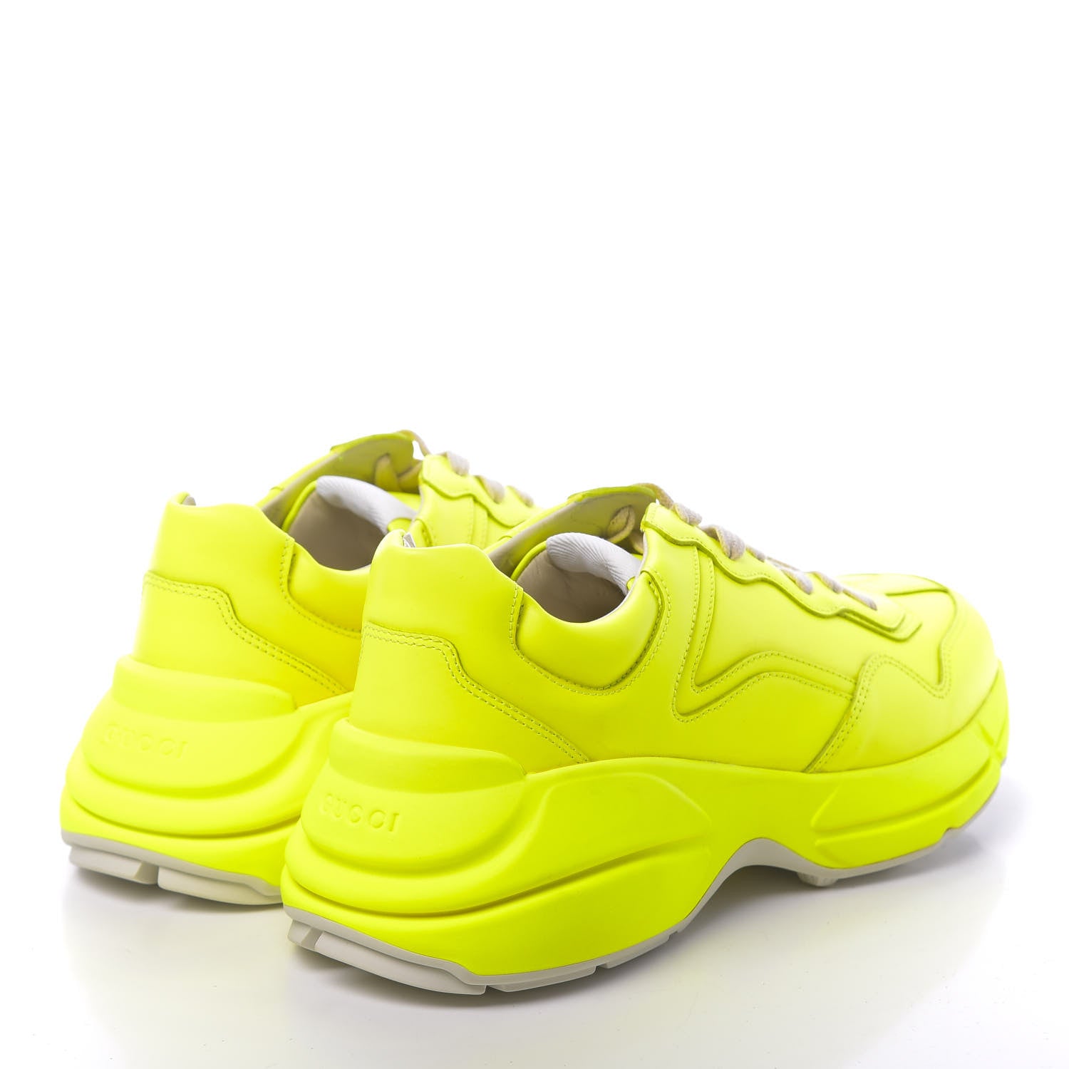 Gucci Calfskin Mens Rhyton Sneakers 7 Yellow Fluo 4 of 8