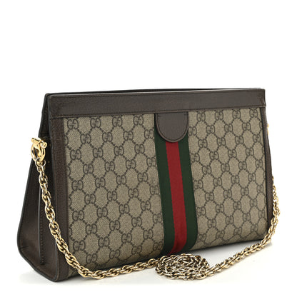 Gucci GG Supreme Monogram Web Medium Ophidia Chain Shoulder Bag Brown 3 of 12