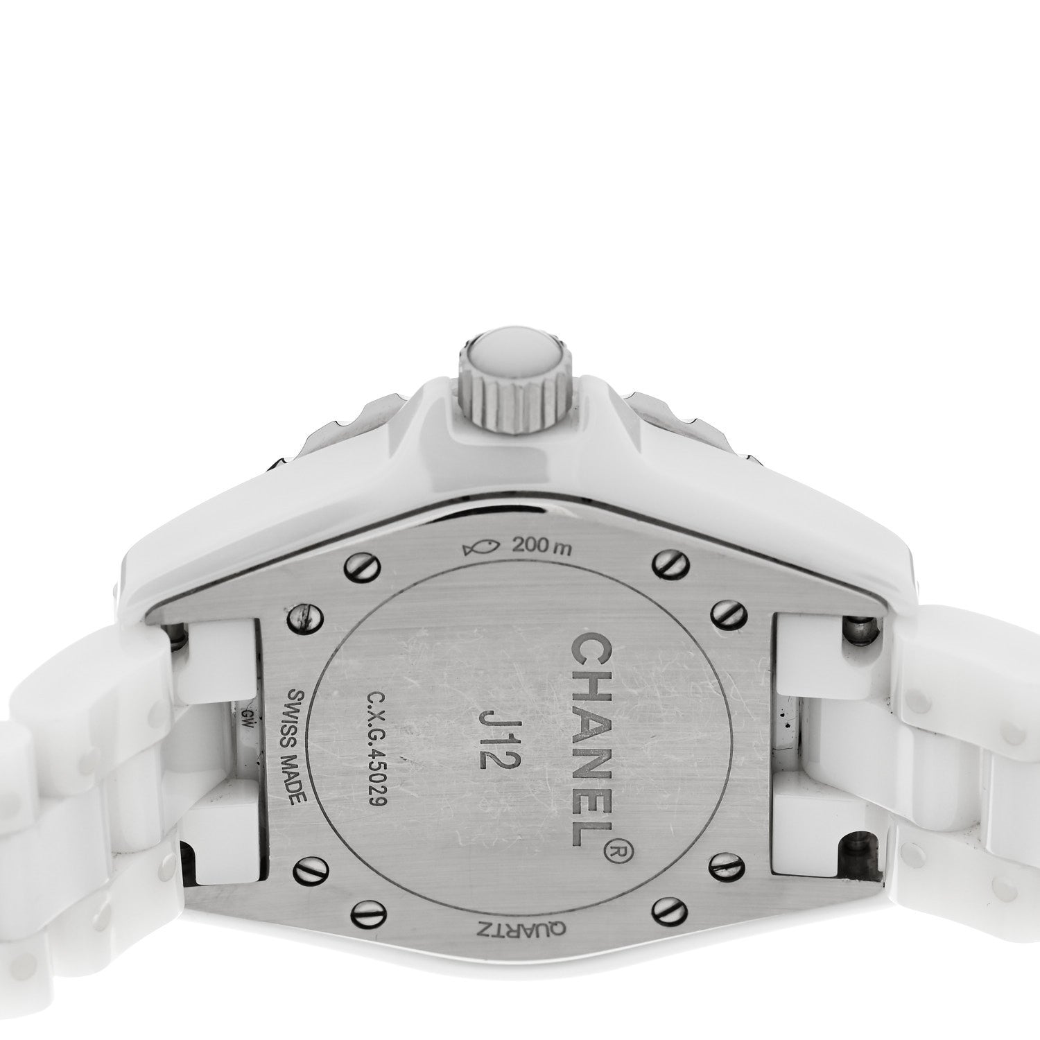 Chanel Stainless Steel Ceramic Diamond Mother of Pearl 33mm J12 Quartz Watch White 4 of 4