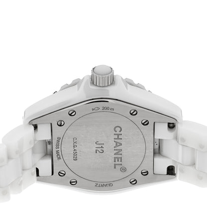 Chanel Stainless Steel Ceramic Diamond Mother of Pearl 33mm J12 Quartz Watch White 4 of 4