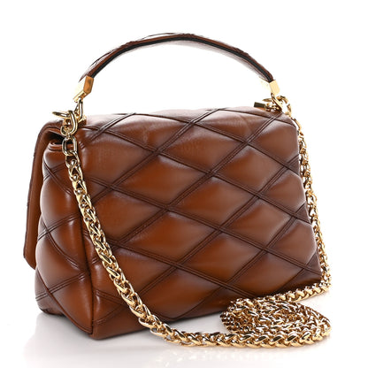 Louis Vuitton Lambskin Malletage Top Handle GO-14 MM Tan 4 of 9