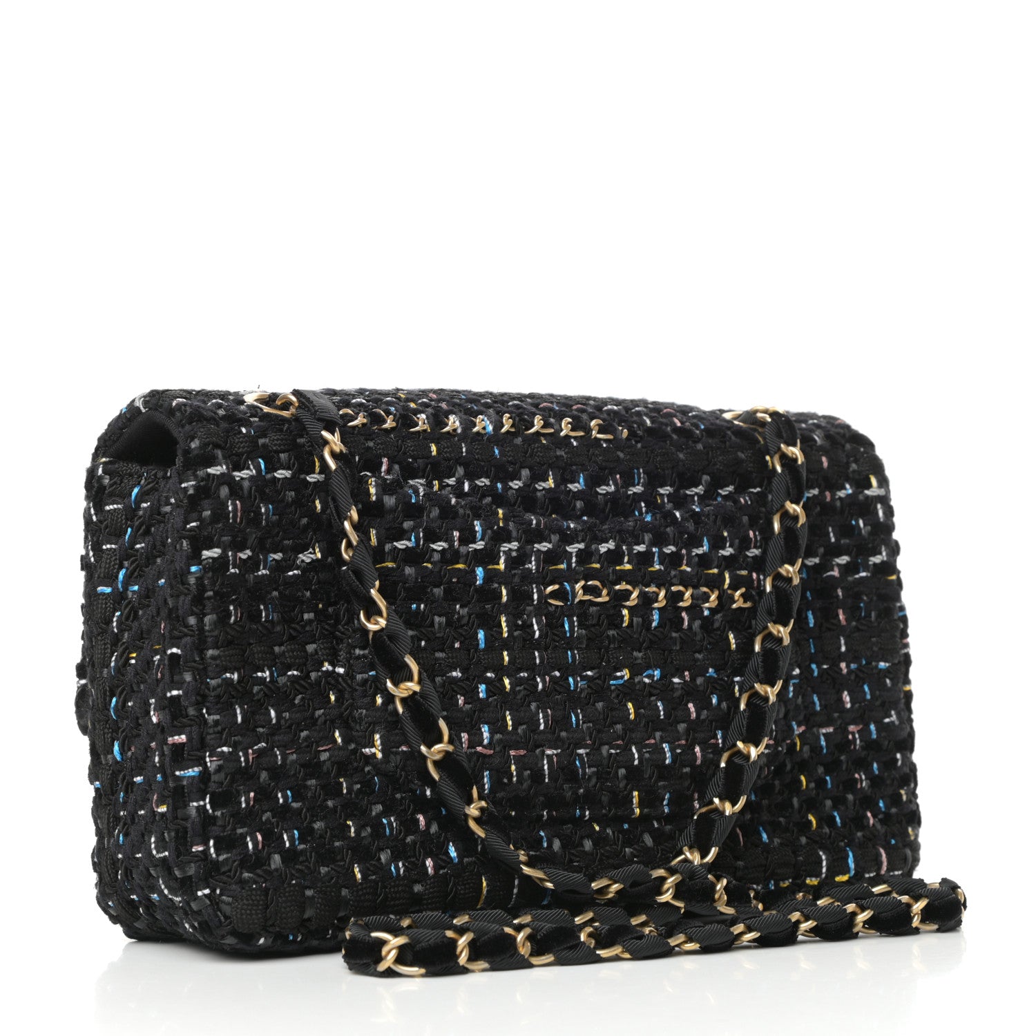 Chanel Tweed Chain Braid Medium Single Flap Black 3 of 10