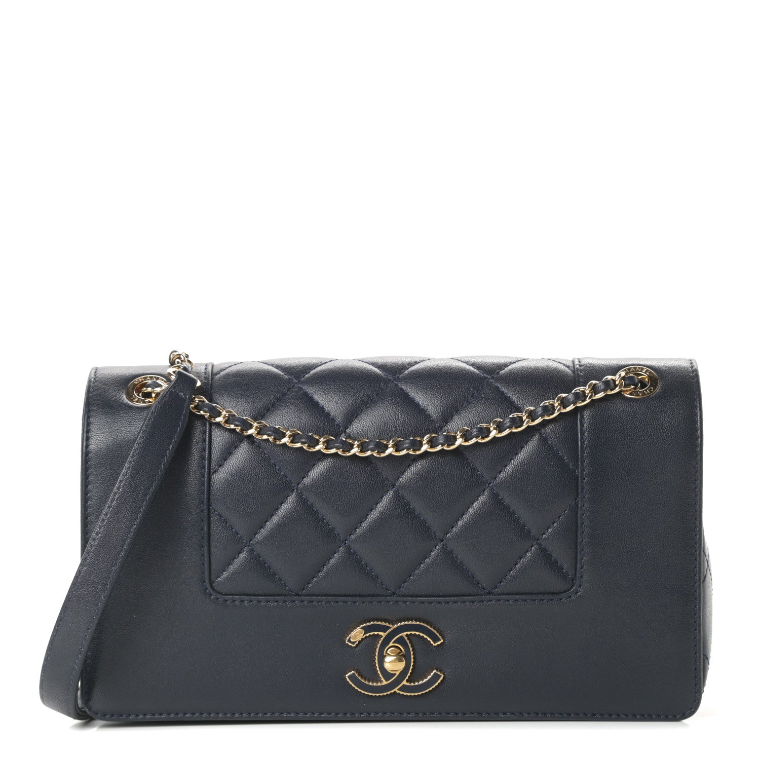 Chanel Sheepskin Quilted Medium Vintage Mademoiselle Flap Dark Navy 1 of 14