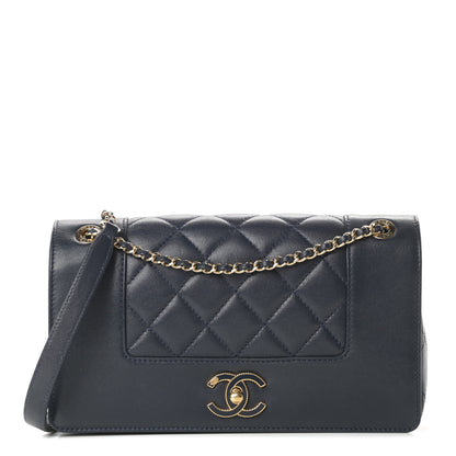 Chanel Sheepskin Quilted Medium Vintage Mademoiselle Flap Dark Navy 1 of 14