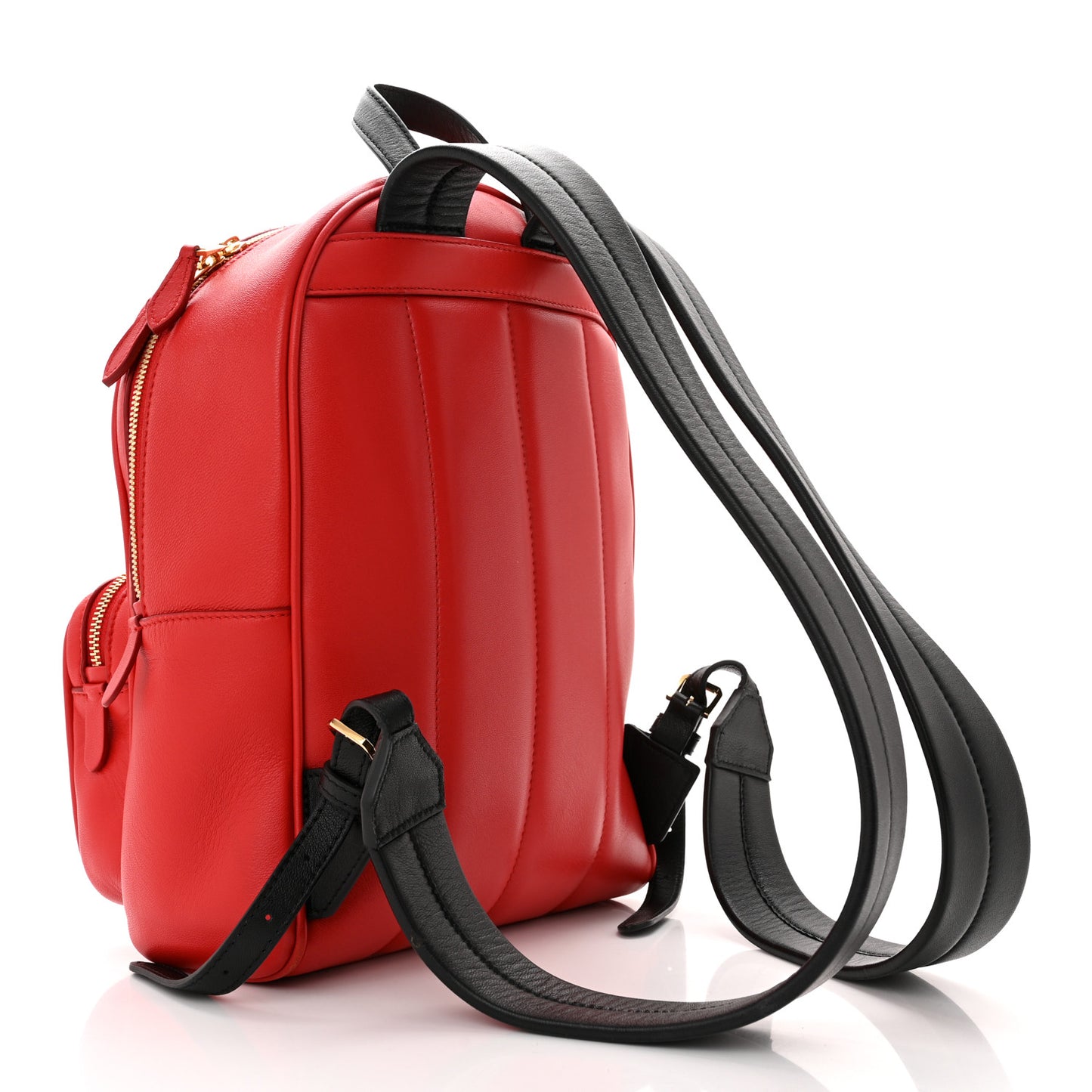 Lambskin Quilted Medium Lola Zip Pocket Backpack Bright Red