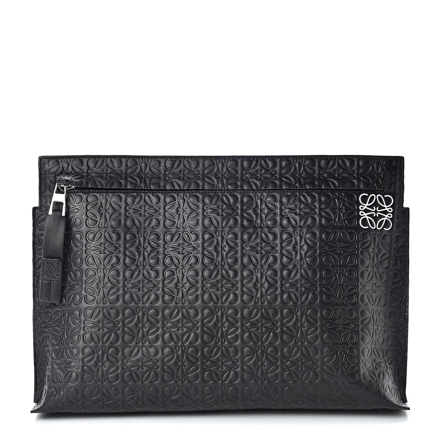 Calfskin Embossed Repeat T Pouch Black