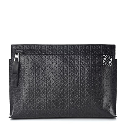 Loewe Calfskin Embossed Repeat T Pouch Black 1 of 7