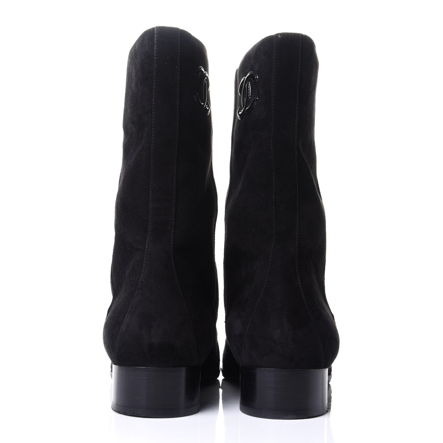 Chanel Suede Patent Cap Toe CC Boots 39.5 Black 3 of 3