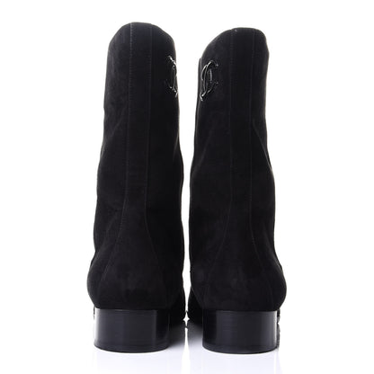 Chanel Suede Patent Cap Toe CC Boots 39.5 Black 3 of 3