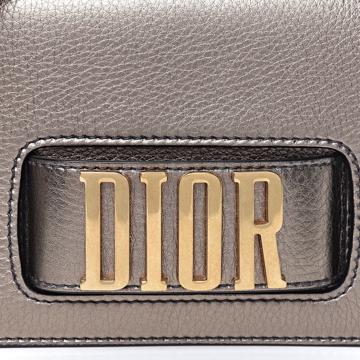 Christian Dior Metallic Grained Calfskin Dio(r)evolution Flap Bag Black Gold 8 of 10