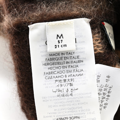 Gucci Mohair Monogram Jumbo GG Brushat Beanie Hat M Beige Dark Brown 6 of 6