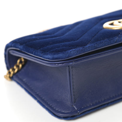 Gucci Velvet Matelasse GG Marmont Mini Bag Cobalt Blue 9 of 13