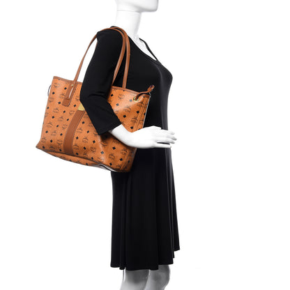 MCM Visetos Medium Liz Reversible Shopper Tote Cognac 3 of 16