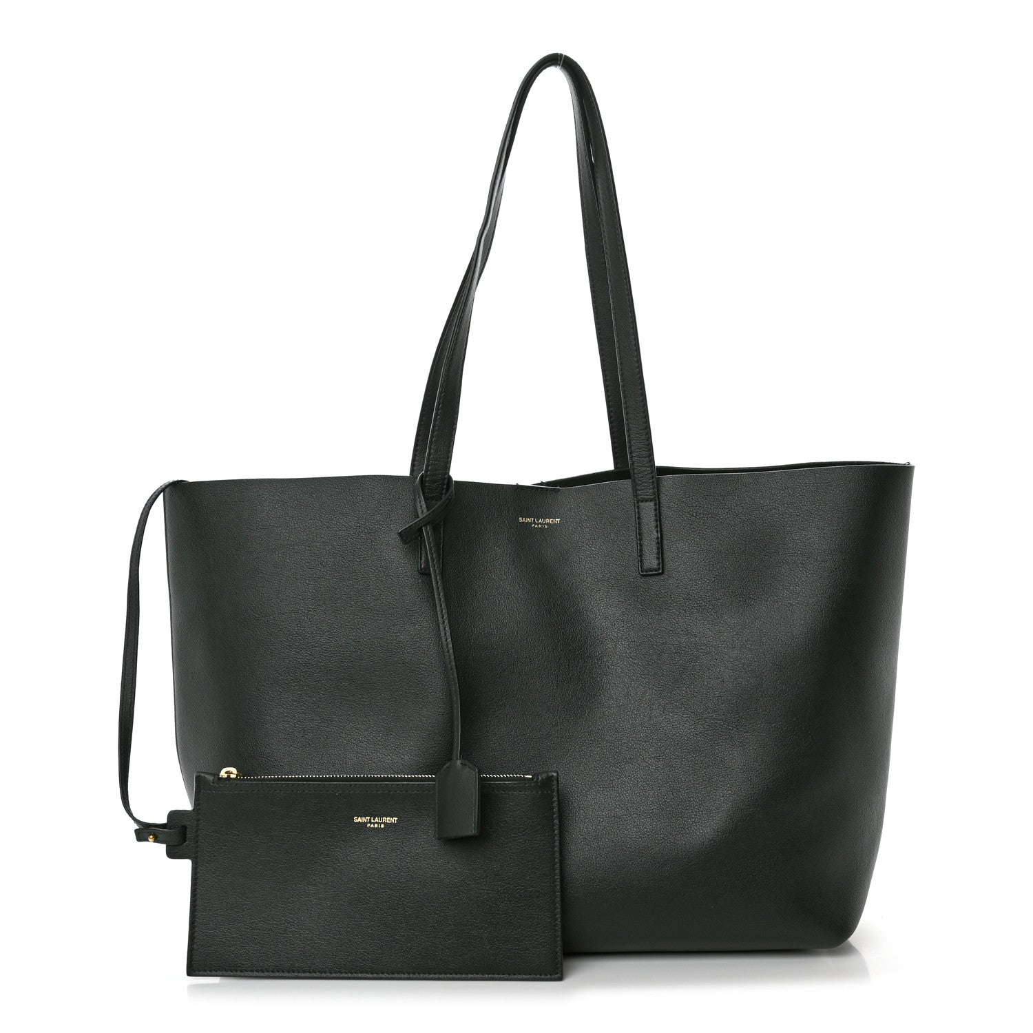 Saint Laurent Calfskin Large Shopping Tote Dark Green 1 of 11