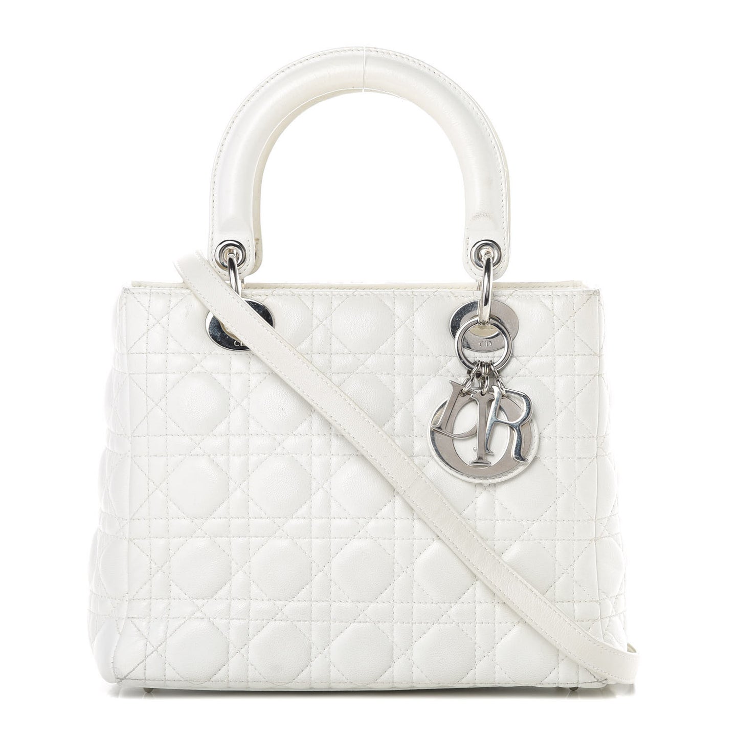 Lambskin Cannage Medium Lady Dior White