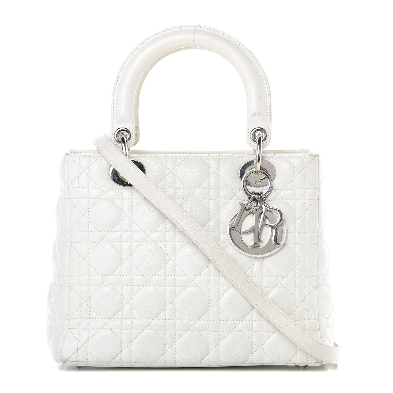 Christian Dior Lambskin Cannage Medium Lady Dior White 1 of 16