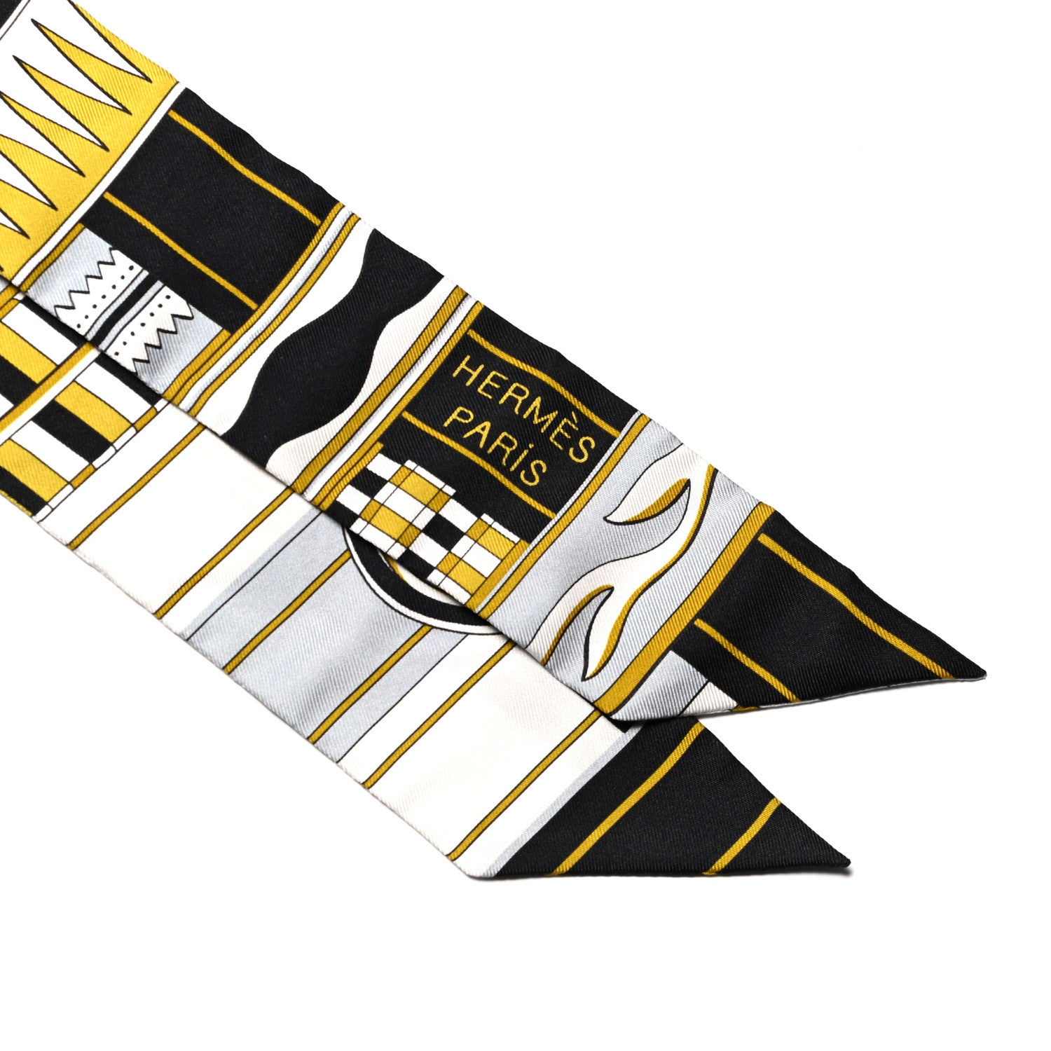 Hermes Silk Voltes Et Pirouettes Twilly Black Or White 2 of 4