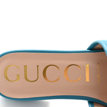 Gucci Nappa Matelasse GG Marmont Flat Slide Sandals 39 Light Blue Canvas 8 of 10