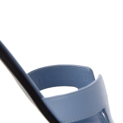 Hermes Box Calfskin Oran Sandals 37 Light Bleu 8 of 9