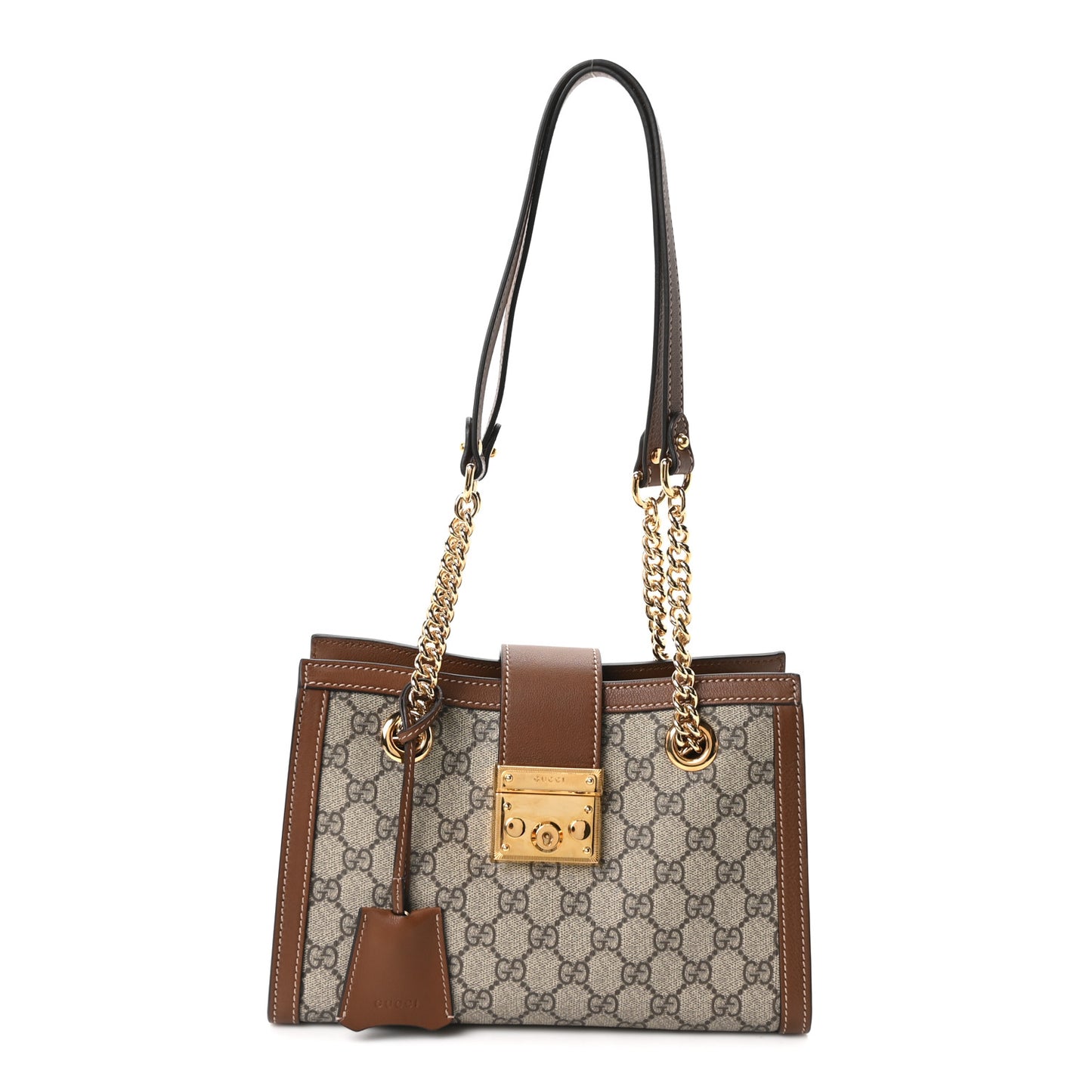 GG Supreme Monogram Calfskin Small Padlock Tote Beige Ebony Tuscany