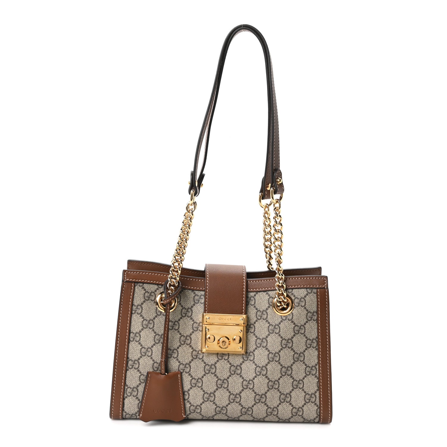 Gucci GG Supreme Monogram Calfskin Small Padlock Tote Beige Ebony Tuscany 1 of 10