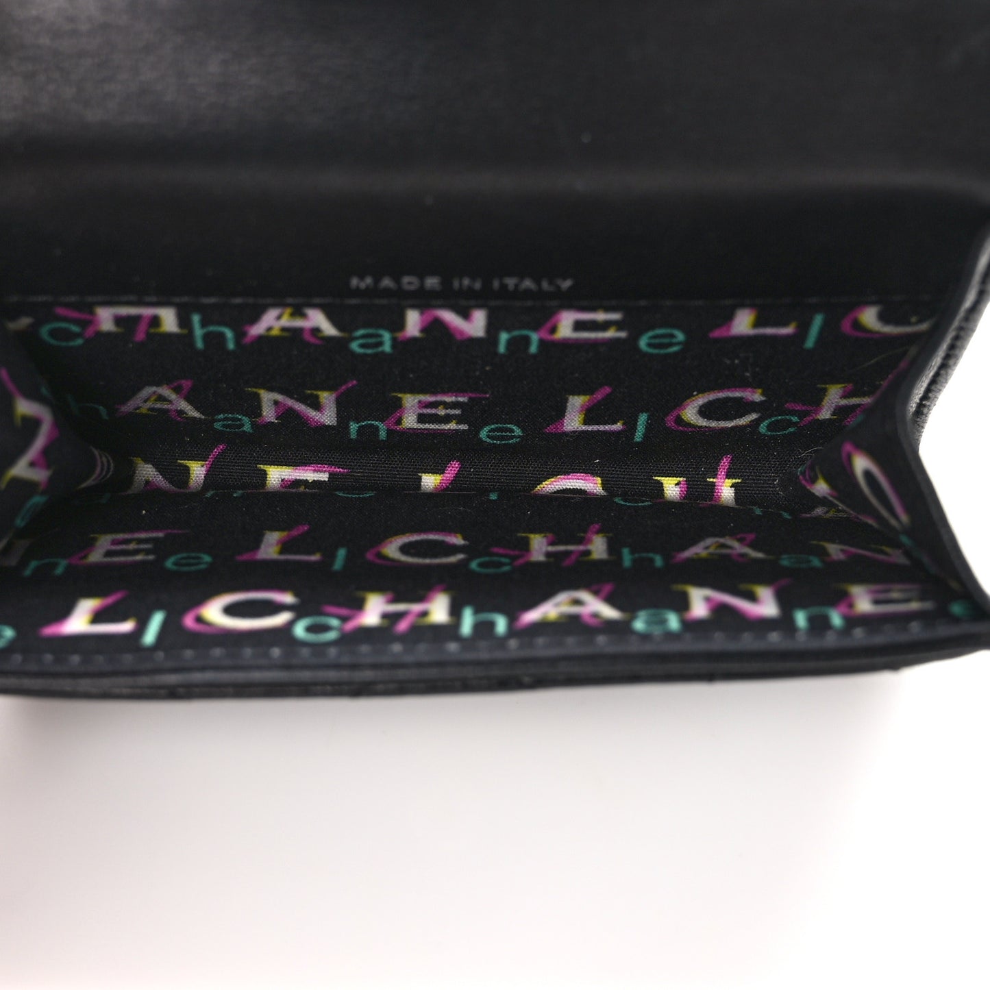 Lambskin Quilted Small Graffiti Compact Wallet Black