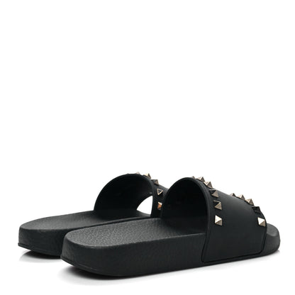 Valentino Garavani Rubber Rockstud Slide Sandals 37 Black 4 of 7