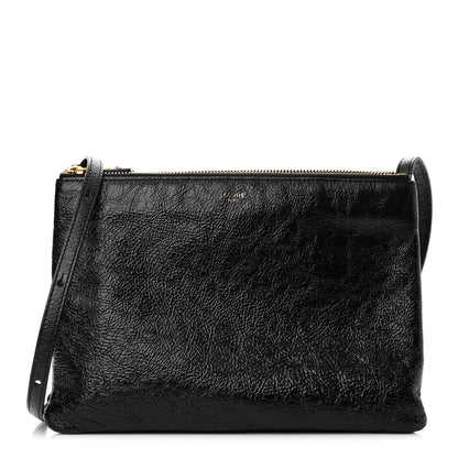 Celine Shiny Goatskin Large Trio Crossbody Bag Black 1 of 12