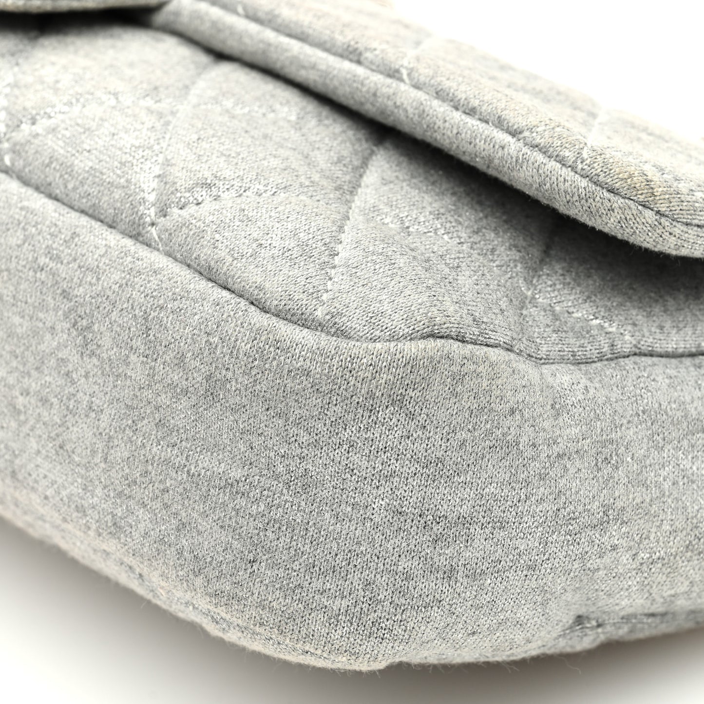 Metallic Jersey Quilted Medium Single Flap Grey