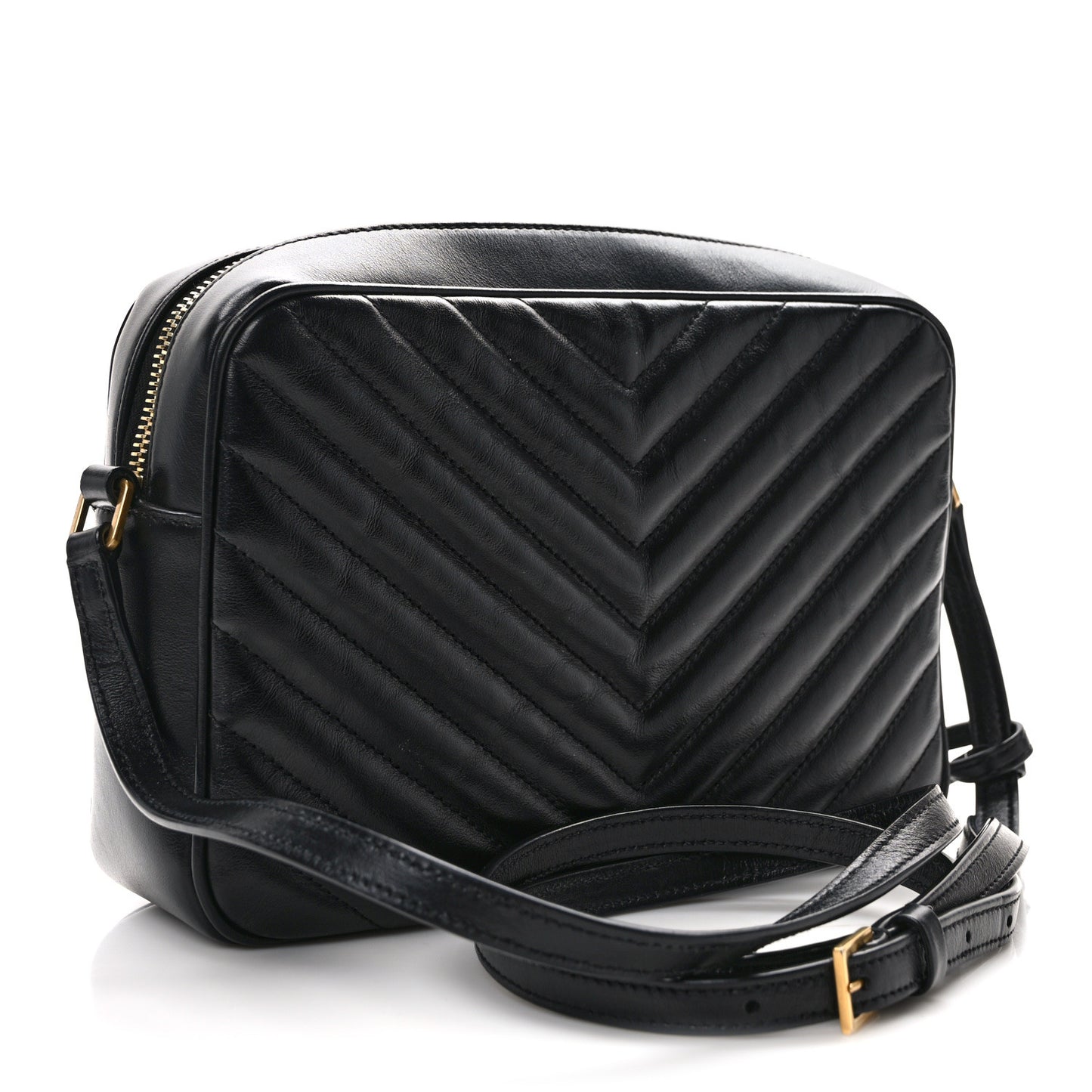 SAINT LAURENT Calfskin Matelasse Monogram Lou Camera Bag Black