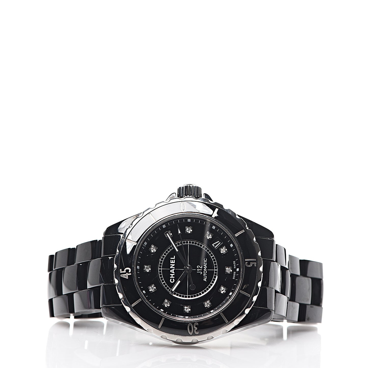 Stainless Steel Ceramic Diamond 38mm J12 Automatic Watch Black