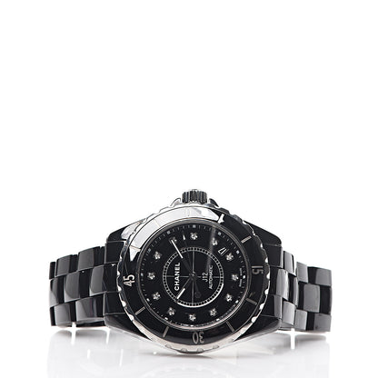 Chanel Stainless Steel Ceramic Diamond 38mm J12 Automatic Watch Black 2 of 6
